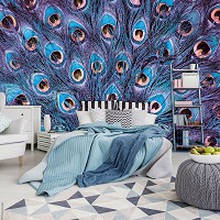 Флизелиновые фото обои с природой 254x184 см павлинье перо (11046V4)+клей