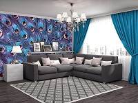 Флизелиновые фотообои 368x254 см павлинье перо (11046V8) +клей