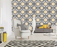 Флизелиновые фотообои абстракция в интерьере 368x254 см Плитка и мозаика в геометрии (11048V8) +клей