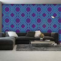 Абстрактные флизелиновые фотообои на стену 460x300 см Геометрия синяя плитка и мозаика (11049V12) +клей
