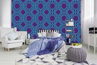 Красивые флизелиновые фотообои абстракция 368x254 см Геометрия синяя плитка и мозаика (11049V8) +клей