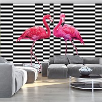 Готовые флизелиновые фотообои птицы 312x219 см Два розовых фламинго (11051VEXXL) +клей