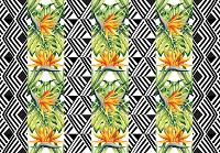 Флізелінові фотошпалери мистецтво 312x219 см Мозаїка з листя на чорному тлі (11059VEXXL) +клей - вид 1 мініатюра