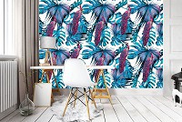 Флизелиновые фото обои с листьями 368x254 см Павлин (11064V8)+клей