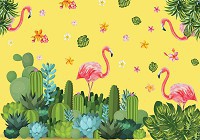 Флізелінові фото шпалери з квітами 416x254 см Фламінго з кактусами (11065VEXXXL)+клей - вид 1 мініатюра