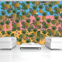 Флизелиновые абстрактные фотообои на стену 254x184 см Ананас (11067V4)+клей