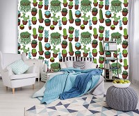 Флизелиновые фотообои цветы 416x254 см Кактус на белом фоне (11071VEXXXL) +клей