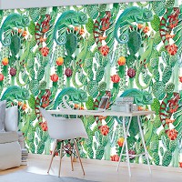 Природа флизелиновые фотообои 368x254 см Хамелеоны на кактусах (11081V8) +клей