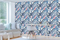 Флизелиновые фотообои для зала 312x219 см Разноцветное листья на белом фоне (11085VEXXL) +клей
