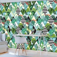 Флизелиновые фотообои в спальню над кроватью 312x219 см Кактус геометрия ромбов в абстракции (11091VEXXL) +клей