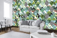 Флизелиновые фотообои в интерьере 416x254 см Кактус геометрия ромбов в абстракции (11091VEXXXL) +клей