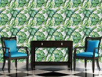 Флізелінові фотошпалери 416x254 см Зелене листя джунглів на білому тлі (11097VEXXXL) +клей - вид 8 мініатюра