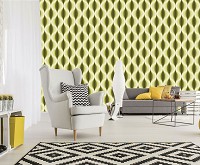 Абстрактные флизелиновые фотообои на стену 460x300 см разноцветная геометрия в желтых узорах (11136V12) +клей