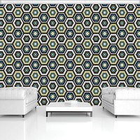 Фотообои абстракция в интерьере 368x254 см Шестиугольник (11138P8)+клей