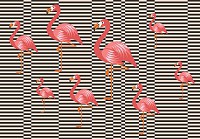 Абстракція флізелінові фотошпалери птахи 416x254 см Фламінго на чорному тлі ліній (11143VEXXXL) +клей - вид 1 мініатюра