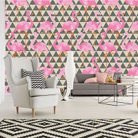 Флизелиновые фото обои геометрия в детскую Фламинго (11145V)+клей