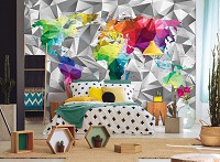 Флизелиновые 3д фото обои абстракция в интерьере 254x184 см Красочная карта (11188V4)+клей