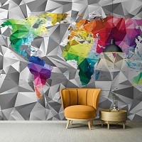 Флизелиновые 3д фото обои в детскую с картой мира 368x254 см (11188V8)+клей