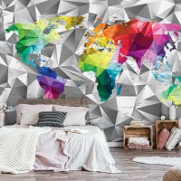 Флізелінові фото шпалери карта світу 312x219 см з 3D ефектом (11188VEXXL)+клей