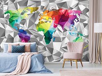 Флізелінові фото шпалери абстракції на стіні Барвиста карта (11189V)+клей