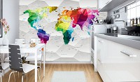 Флизелиновые 3д фотообои искусство 254x184 см Красочная карта (11190V4)+клей