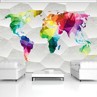 Флизелиновые фото обои детские Красочная карта мира (11191V)+клей