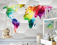Флизелиновые фото обои детские Красочная карта мира (11191V)+клей - вид 6 миниатюра
