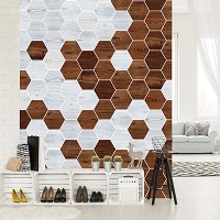 Флизелиновые фото обои 206x275 см Мозаика дерево текстура (11199VEA)+клей - вид 5 миниатюра