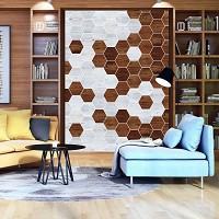 Флизелиновые фото обои 206x275 см Мозаика дерево текстура (11199VEA)+клей - вид 6 миниатюра