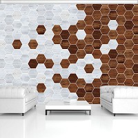 Флизелиновые фото обои текстура дерева 254x184 см Мозаика (11199V4)+клей