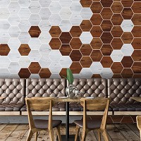 Флизелиновые фотообои абстракция соты 460x300 см Мозаика доски разных оттенков (11199V12) +клей