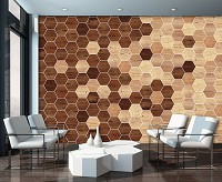 Текстура дерева флизелиновые фотообои соты 460x300 см Мозаика доски темных оттенков (11201V12) +клей