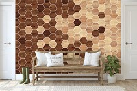 Флизелиновые фотообои абстрактные соты 416x254 см Мозаика доски темных оттенков (11201VEXXXL) +клей