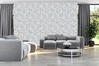 Красивые флизелиновые фотообои абстракция 460x300 см Мозаика серая геометрия в фигурах (11203V12) +клей