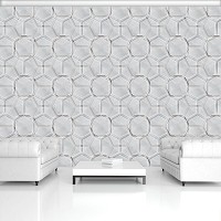 Флизелиновые фотообои абстракция в интерьере 312x219 см Мозаика серая геометрия в фигурах (11203VEXXL) +клей