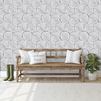 Флизелиновые фотообои в зал 416x254 см Мозаика серая геометрия в фигурах (11203VEXXXL) +клей