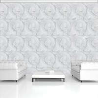 Флизелиновые фотообои абстракция 460x300 см Мозаика серая геометрия в кругах (11204V12) +клей