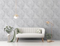 Искусство флизелиновые фотообои 416x254 см Мозаика серая геометрия в кругах (11204VEXXXL) +клей