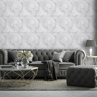 Флизелиновые фотообои абстракция 416x290 см Мозаика серая геометрия в кругах (11204VEXXXXL) +клей