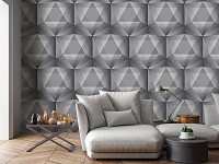 Флизелиновые фотообои в спальню над кроватью 416x290 см Мозаика темная геометрия (11206VEXXXXL) +клей