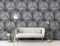 Флизелиновые фотообои абстракция в интерьере 520x318 см Мозаика темная геометрия (11206VEXXXXXL) +клей