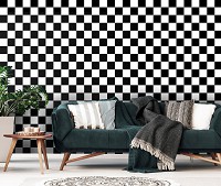 Моющиеся флизелиновые фотообои 416x290 см Мозаика черно белые квадратики (11207VEXXXXL) +клей