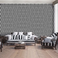 Калейдоскоп флизелиновые фотообои 368x254 см Черно белая мелкая мозаика (11209V8) +клей