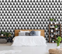 Абстрактные флизелиновые фотообои на стену 460x300 см Черно-белая мозаика в треугольниках (11211V12) +клей