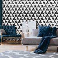 Флизелиновые фотообои на стену 416x254 см Черно-белая мозаика в треугольниках (11211VEXXXL) +клей