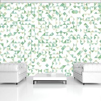 Абстракция флизелиновые фотообои на стену 460x300 см Светло зеленая мозаика в треугольниках (11213V12) +клей