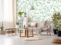 Флизелиновые фотообои с геометрическим рисунком 312x219 см Светло зеленая мозаика в треугольниках (11213VEXXL) +клей