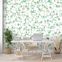 Флизелиновые фотообои 416x290 см Светло зеленая мозаика в треугольниках (11213VEXXXXL) +клей