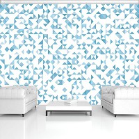 Абстрактные флизелиновые фотообои на стену 460x300 см Светло синяя мозаика в треугольниках (11214V12) +клей