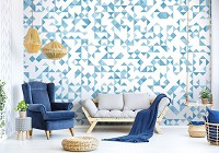 Флизелиновые фотообои абстракция 312x219 см Светло синяя мозаика в треугольниках (11214VEXXL) +клей